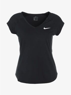 Nike Black V-Neck Short Sleeve Dri-FIT Tee with White Swoosh